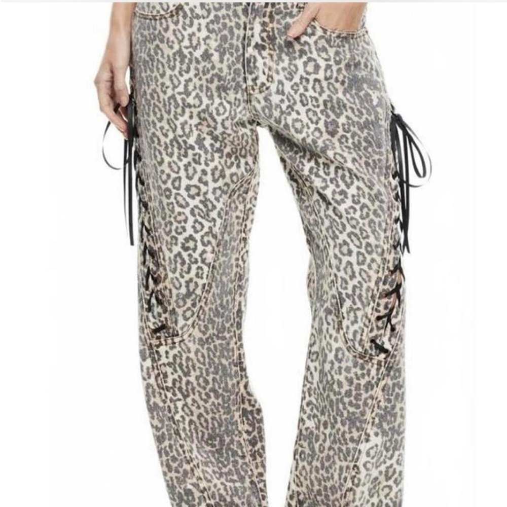 Lioness Leopard Print Jeans with Black Accents